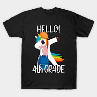 Hello 4th Grade First Day Of Fourth Grade Girls Kids Unicorn T-Shirt